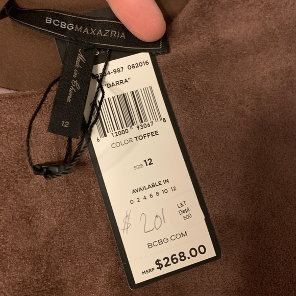 NWT Darra Toffee Brown Suede Short Sleeve Dress - Picture 5 of 5